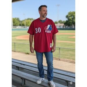 Mitchell Ness Montreal Expos Tim Raines 1989 Authentic‎ Jersey Size 52 2XL Red